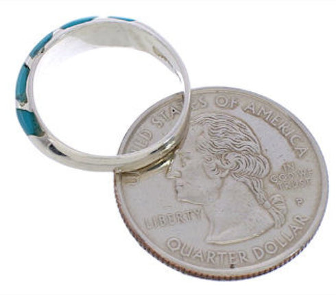 Sterling Silver Turquoise Inlay Southwest Ring Size 5-1/4 UX35016